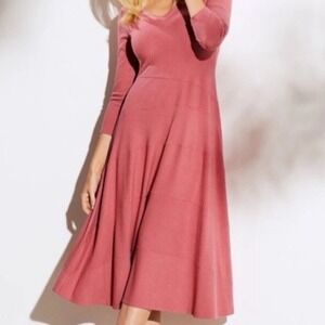 Soft Surroundings Molly Pink Ribbed Midi Maxi Dress modal
